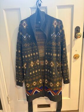Jackson Rowe Dark Gray Fair Isle Knit Cardigan with Multicolor Accents